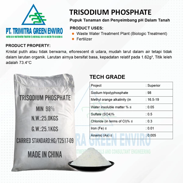 Trisodium Phosphate (TSP) TSP Murni 98% - 25kg Bubuk Anorganik