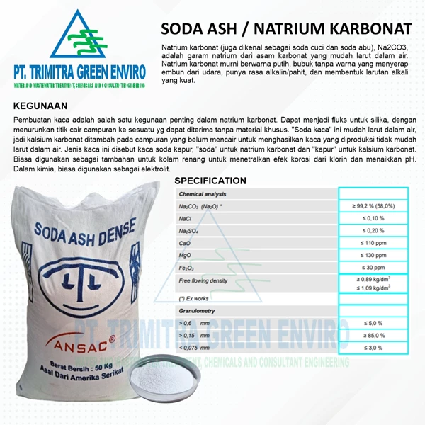 Soda Ash Dense / Natrium Karbonat (Kimia Powder) - 50 Kg