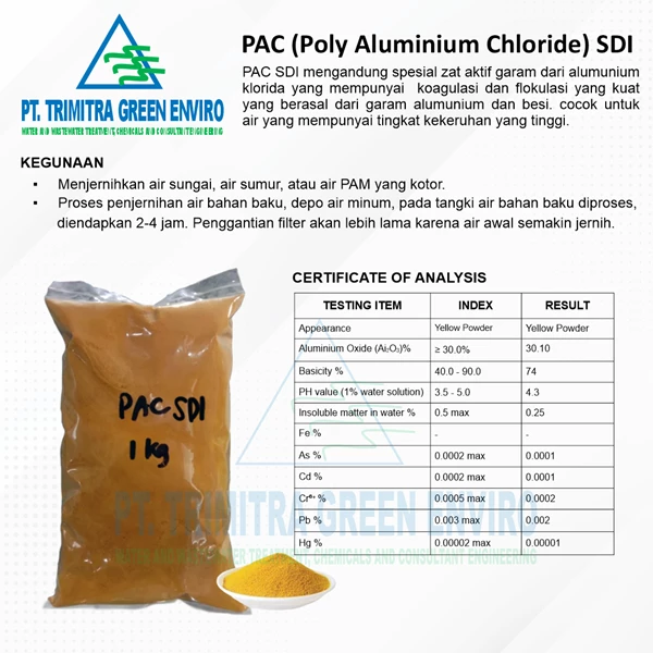 PAC SDI - Poly Aluminium Chloride / Water Purifier Ex China - 1 Kg