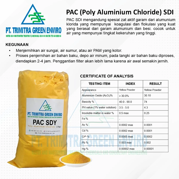 PAC SDY - Poly Aluminium Klorida / Penjernih Air Ex China - 1 Kg
